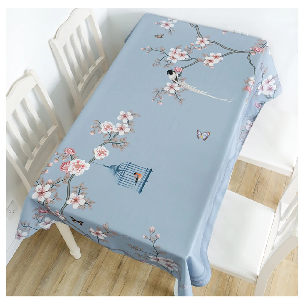 Small Fresh Plum Blossom Print Home Rectangular Tablecloths for Table Party Decoration Waterproof Anti-stain Nappe De Table