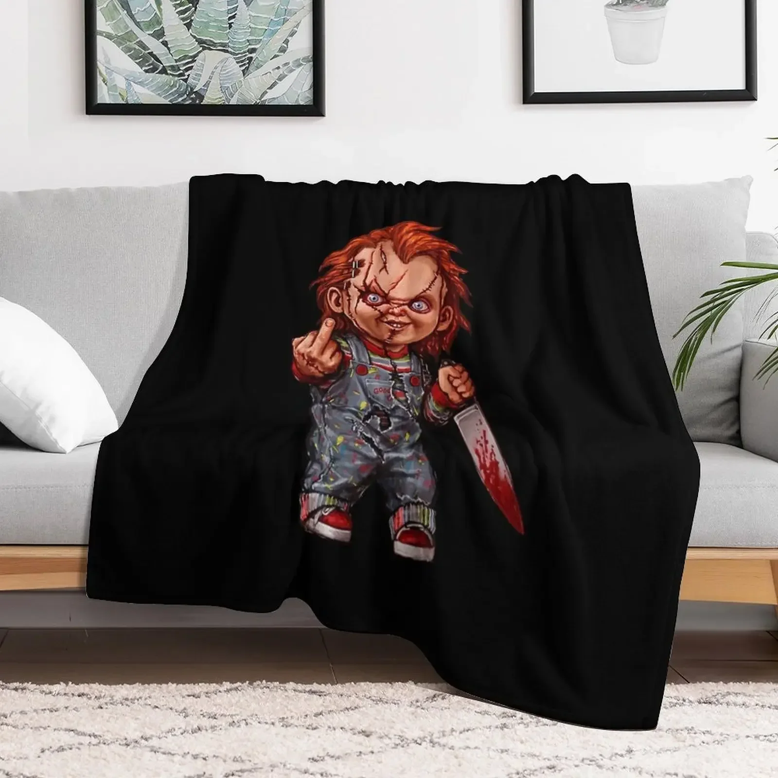 

The Killer Doll Throw Blanket Furry halloween Comforter Blankets