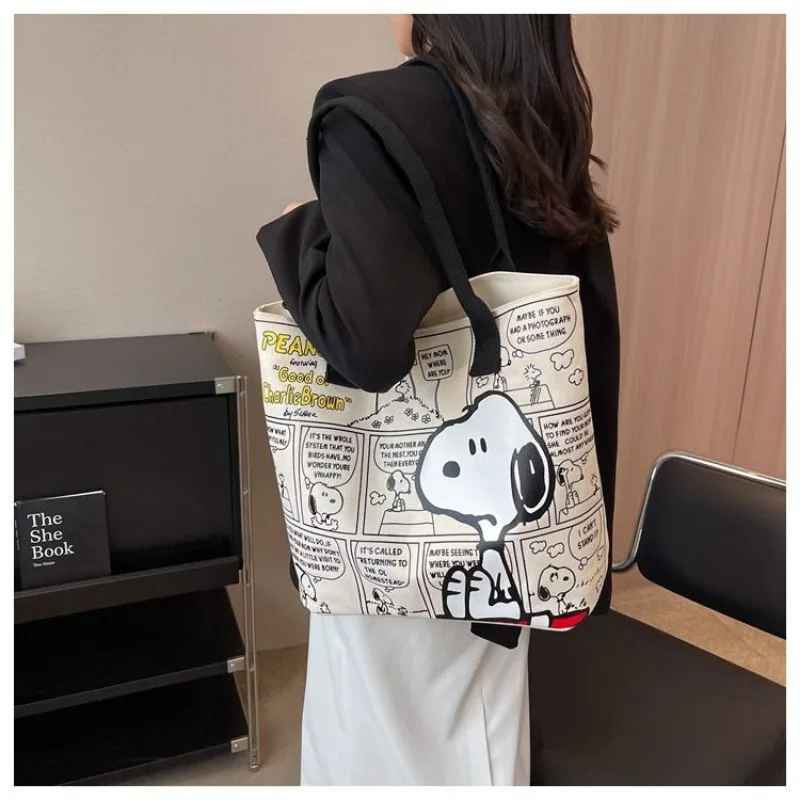 Disney Snoopy Cartoon Canvas Bag Women's Summer 2024 New Trendy Cartoon Large Capacity Portable Versatile Shoulder Tote Bag