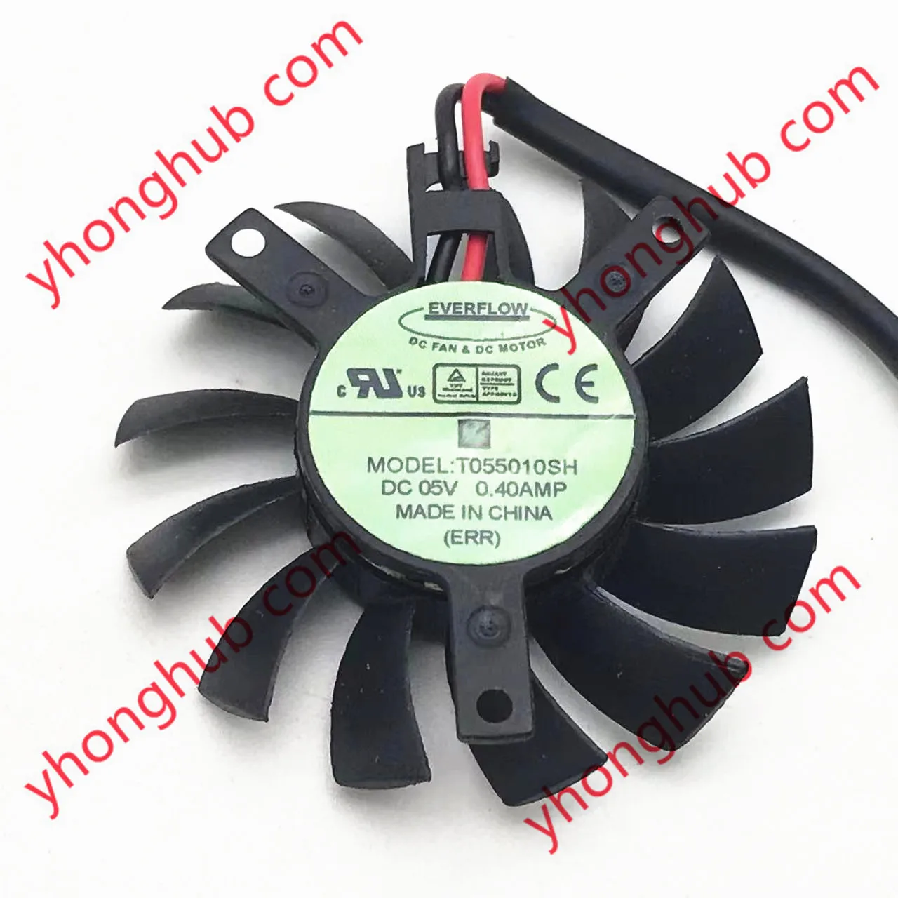 EverCool T055010SH DC 5V 0.40A Dia.45mm Hole C.T.C 35x35x27mm 2-Wire Frameless Cooling Fan