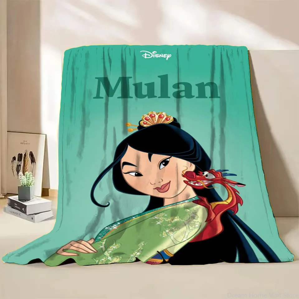 Disney Mulan Cartoon Flannel Throw Winter Blanket for Bedroom Bed Sofa Lunch Break Picnic Travel Blankets Baby Soft Gifts MINISO