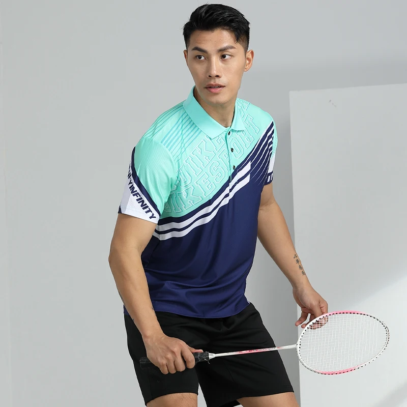 T-shirt da Badminton da uomo maglie da Tennis Casual moda lettera stampata camicie da allenamento pantaloncini top Running maglietta sportiva a maniche corte