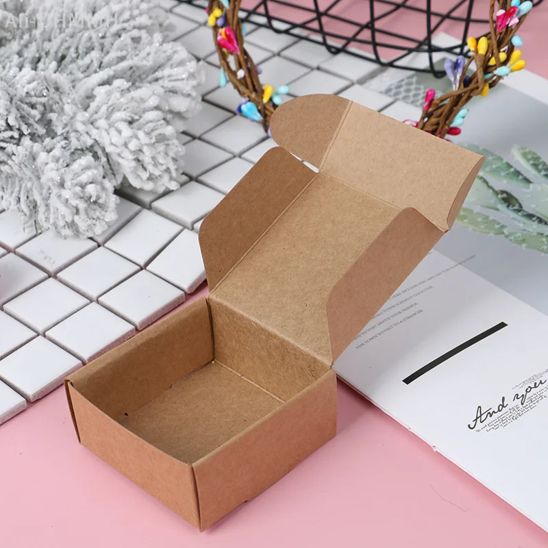 10pcs Brown Kraft Paper Aircraft Gift Boxes Blank Handmade Soap Packing Box