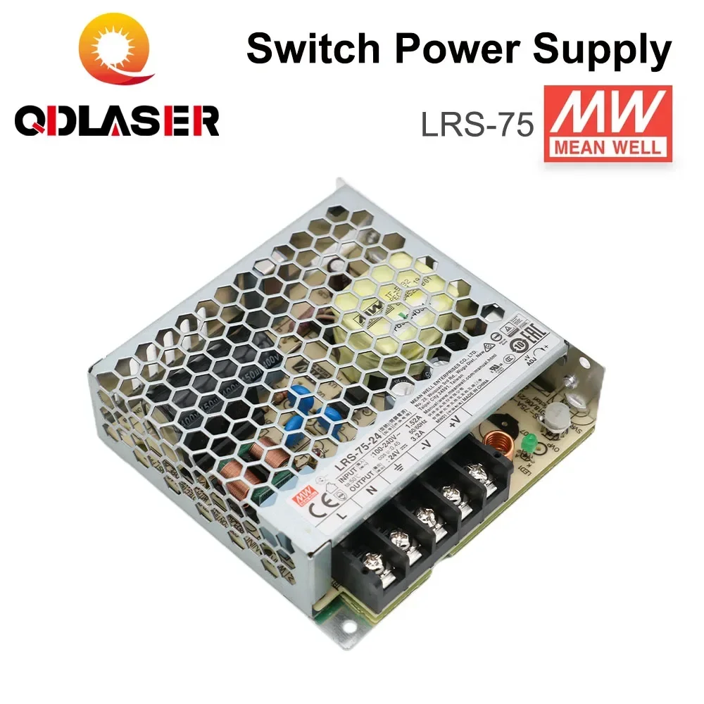 QDLASER Mean Well LRS-75 Series Single output Switching Power Supply 5V 14A / 12V 6A / 24V 3.2A  75W for Laser Controller