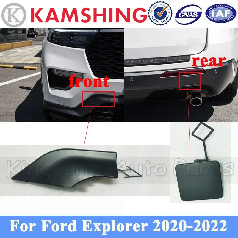 

CAPQX For Ford Explorer 2020-2022 Front Rear Bumper Tow Hook Cover Lid Trailer Cover Garnish Towing Cap Shell Trim Hood No Paint