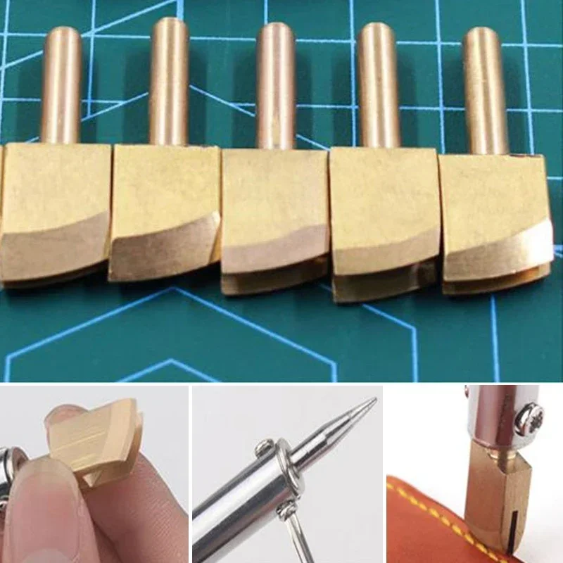 Leder elektrische Messing Lötkolben Spitze zum Brennen der Kante Leder Handwerk Presse Kantenversiegelungsmaschine Linie Brandmalerei Werkzeug