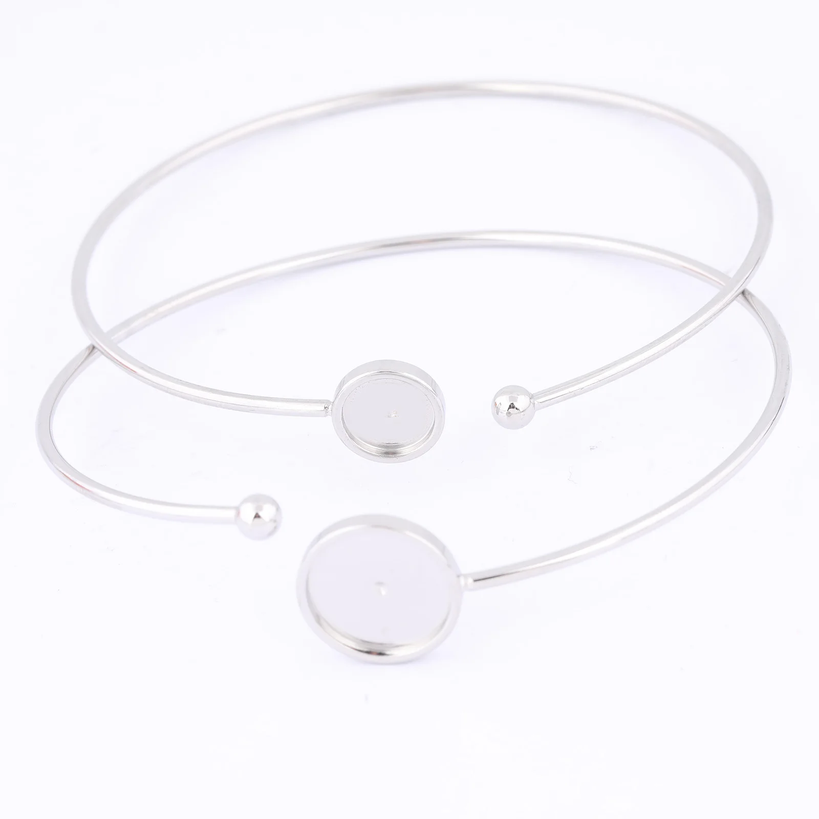 3pcs Stainless Steel Wire Bracelet Base Blanks Fit 8mm 12mm Cabochon Bangle Bezel Settings Diy Jewelry Making Accessories