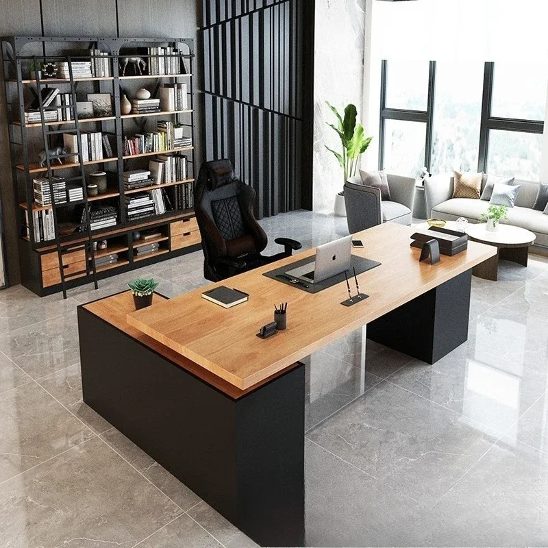Solid wood boss desk, office modern minimalist supervisor computer desk