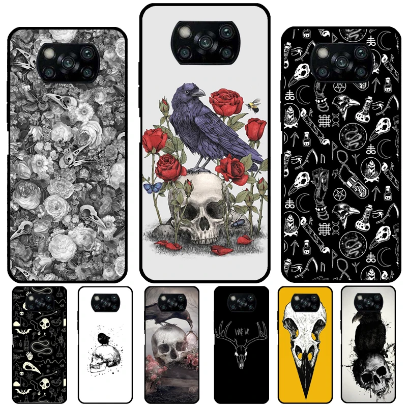 Raven Skull For Xiaomi Mi 11T Pro 12 X 10T Mi 11 Lite Phone Case For POCO X3 X4 Pro GT M3 M4 F3 Coque