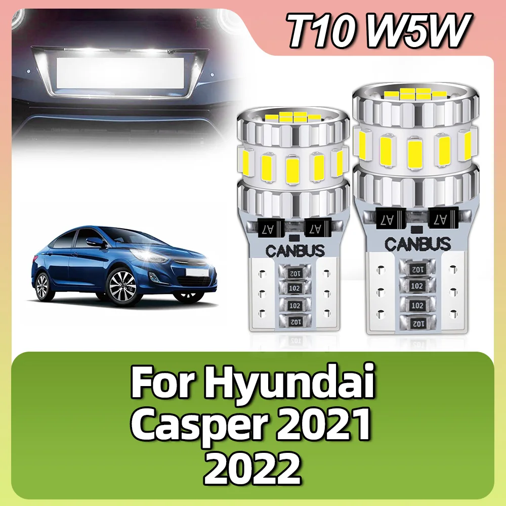 Side Signal Lamps T10 W5W Led Canbus Reading Dome Bulbs 168 194 Wedge Parking License Plate Lights For Hyundai Casper 2021 2022