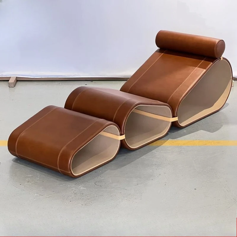 Light luxury recliner, leisure chair, all leather designer leisure sofa