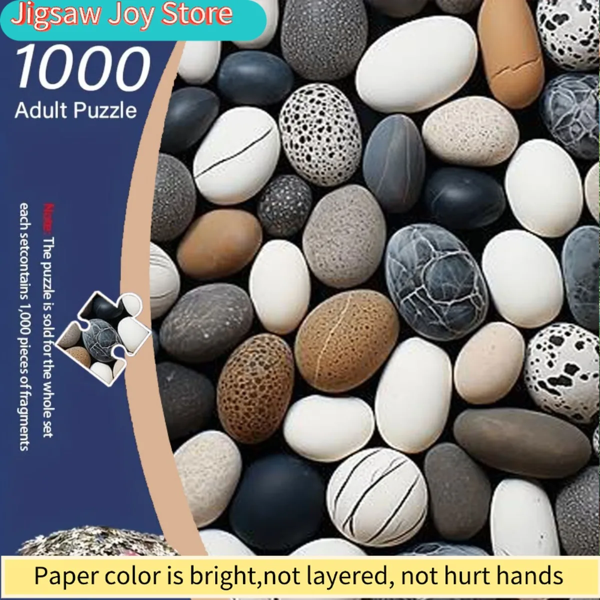 

Пазл для взрослых из 1000 деталей с разноцветными камнями-галькой - сложная головоломка из 1000 элементов, портативная прямоугольная коробка для самостоятельной сборки