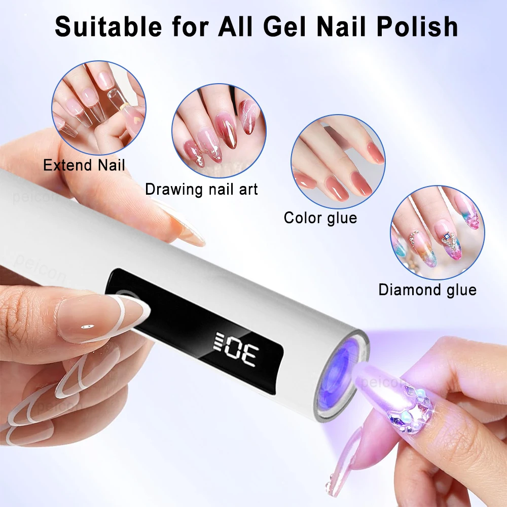 Handheld UV Light Nail Lamp Mini Portable Manicure Gel Curing Nail Polish Dryer USB Rechargeable LED Lamp For Nail Fast Drying