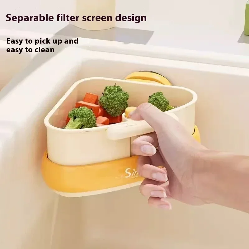

1pcs Suction Cup Sink Corner Rack Corner Sink Strainer Sinks Trash Waste Catcher Press Automatic Dumping Sinks Drainer Basket