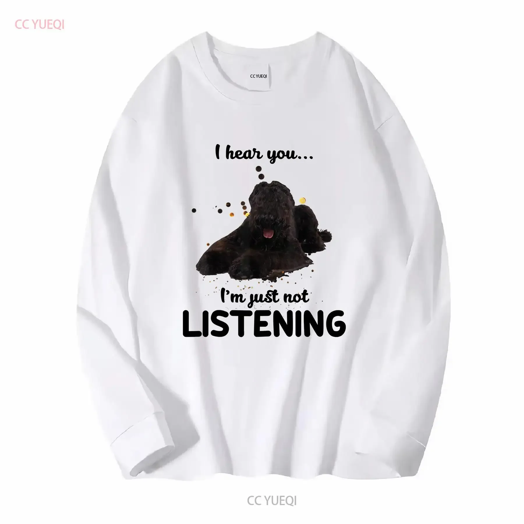 Black Russian Terrier Dog I Hear You Not Listening T Shirt long or short sleeves vintage Washed Top For Everyday Wear