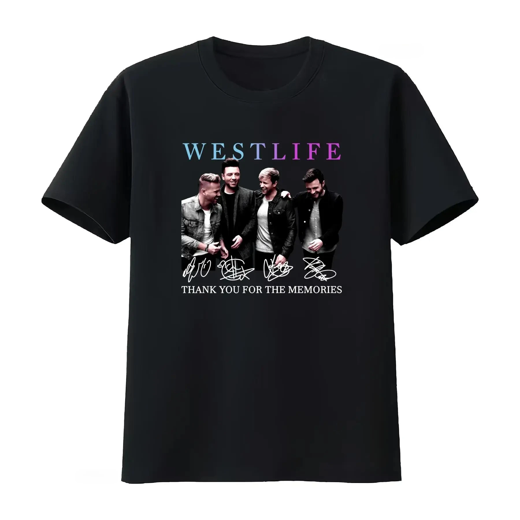 Camiseta negra de algodón con la firma de los miembros de la banda Westlife, camiseta informal de moda para hombres y mujeres, camiseta de verano 2026