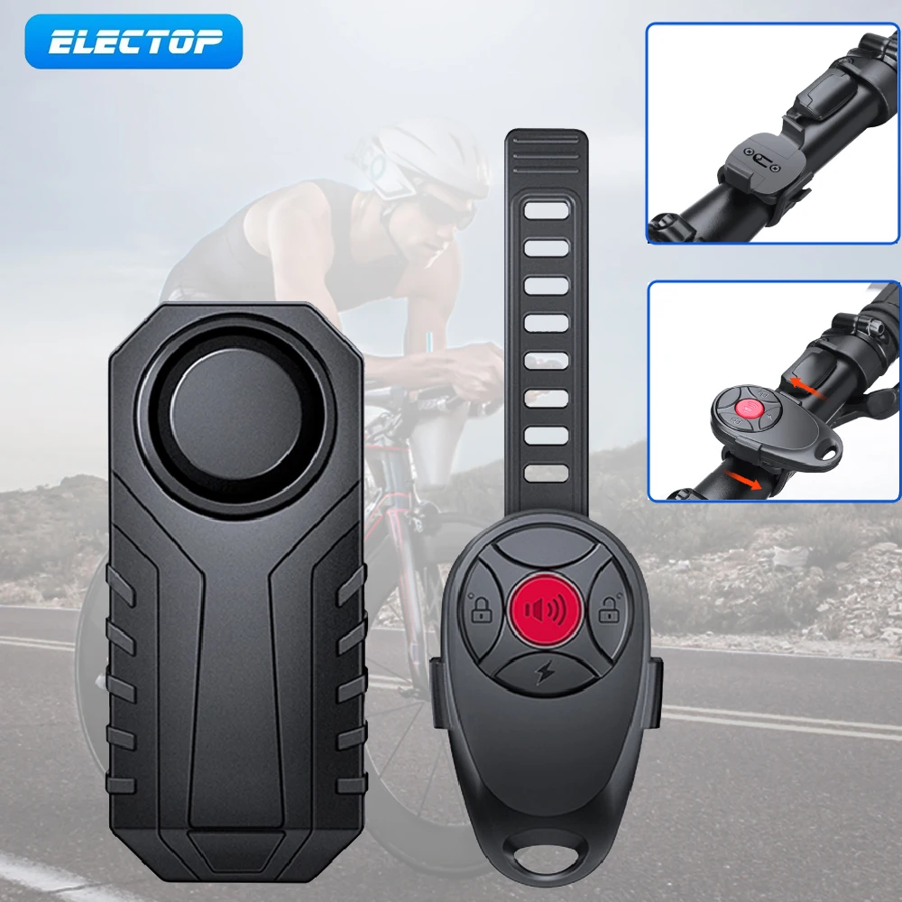 Electop Vibration Fahrradalarm, 700 mAh, elektrischer Motorrad-Einbruchalarm, 113 dB Sound, Sicherheitsschutz, Alarm, wasserdicht