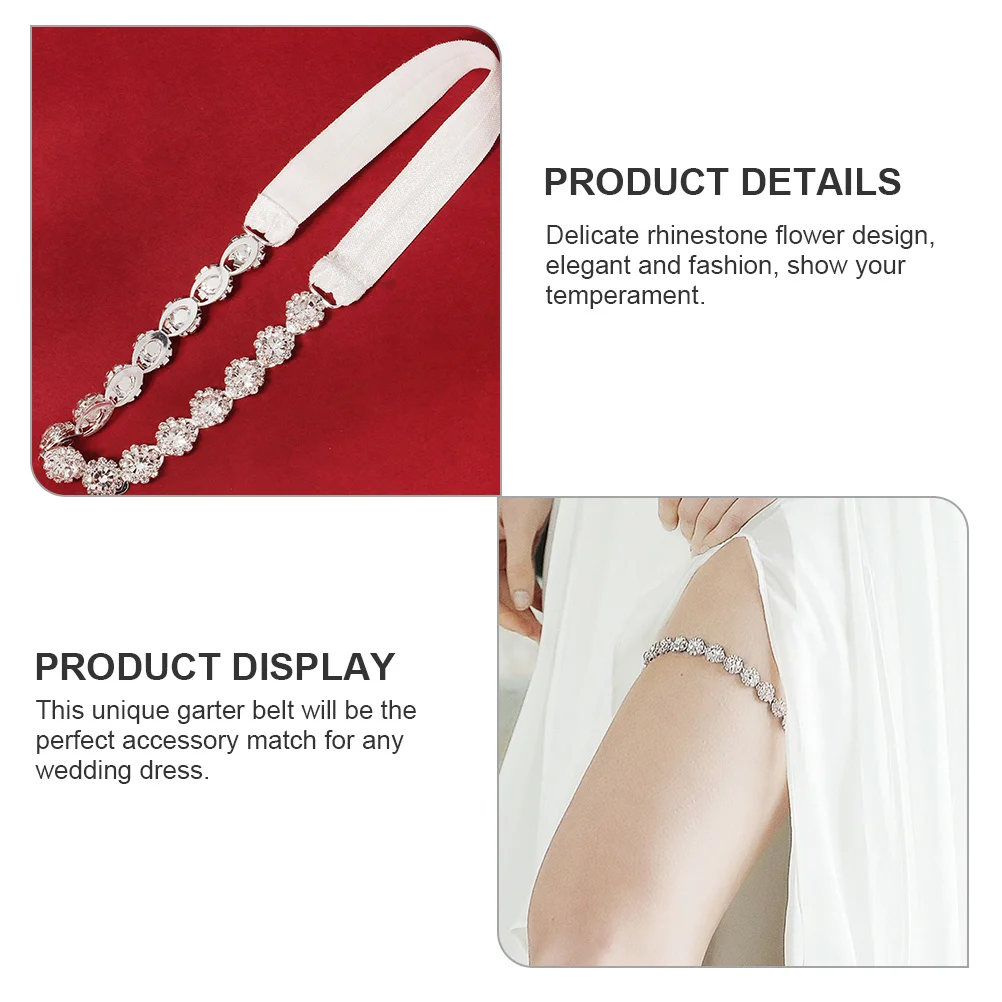 Anel de perna de noiva strass flor ligas elásticas para vestido de casamento faixa de coxa de noiva decoração de perna strass