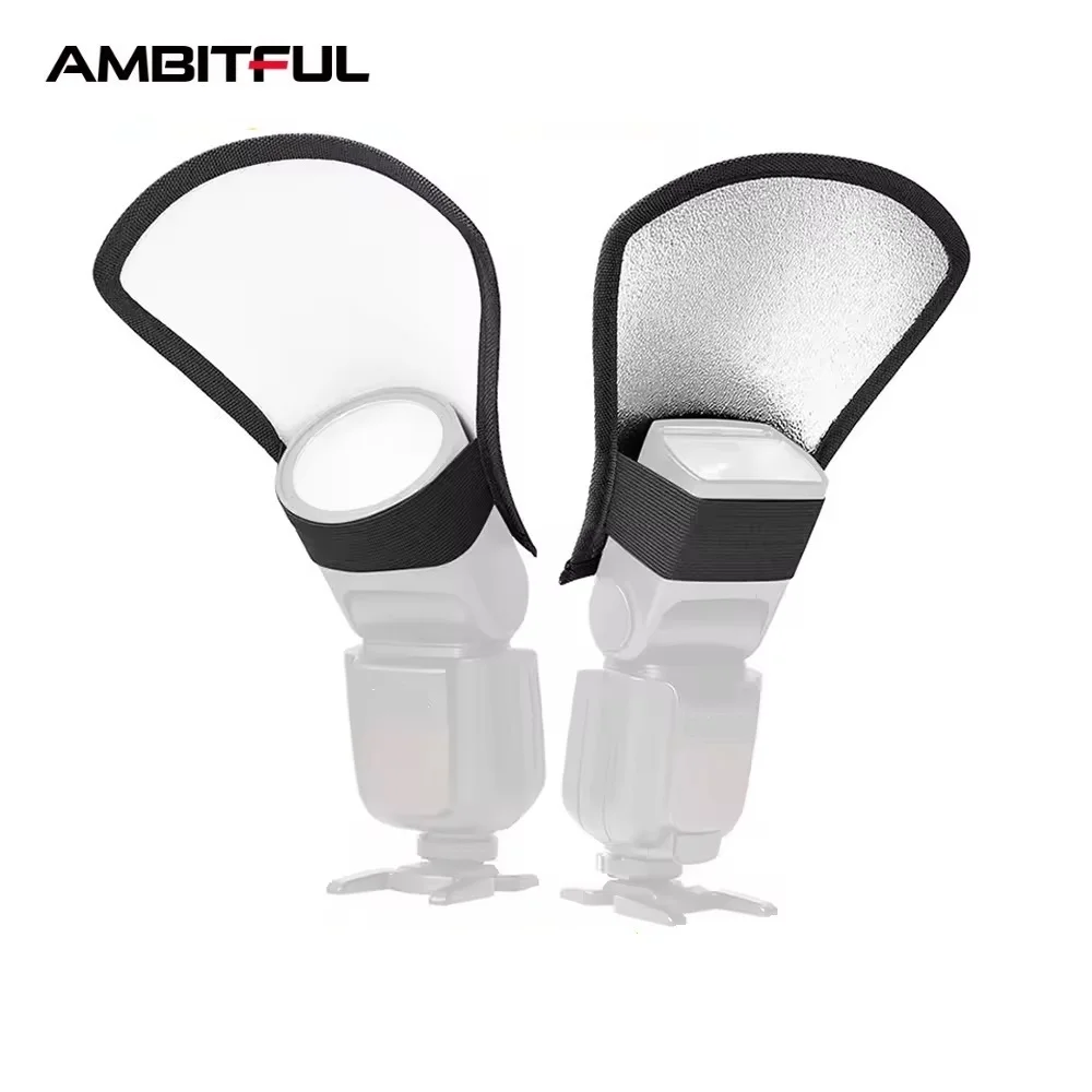 Ambitful Universal Flash Diffuser Softbox Silver White Reflector for Canon Nikon Pentax Yongnuo Speedlite Photo Studio Photo