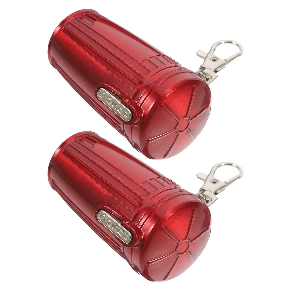 

2pcs Portable Mini Pocket Outdoor Ashtray Sealed for Car Travel Reusable Plastic Can Keychain Small Storage Container