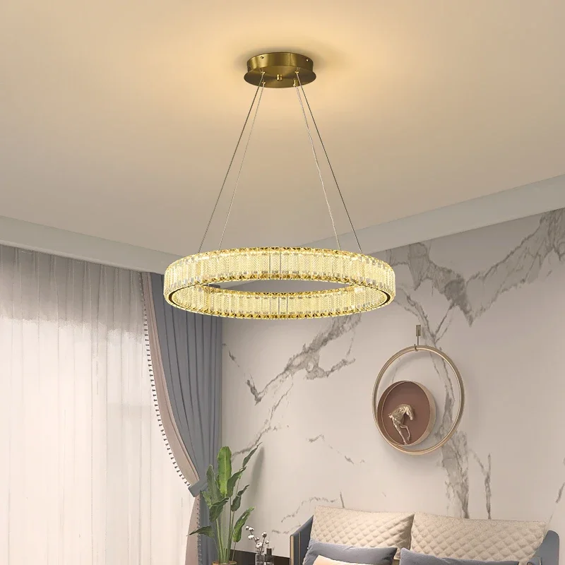 COLIN Lampada a sospensione moderna a LED con anello rotondo Lampadario creativo in cristallo di lusso per soggiorno, sala da pranzo, arredamento della villa