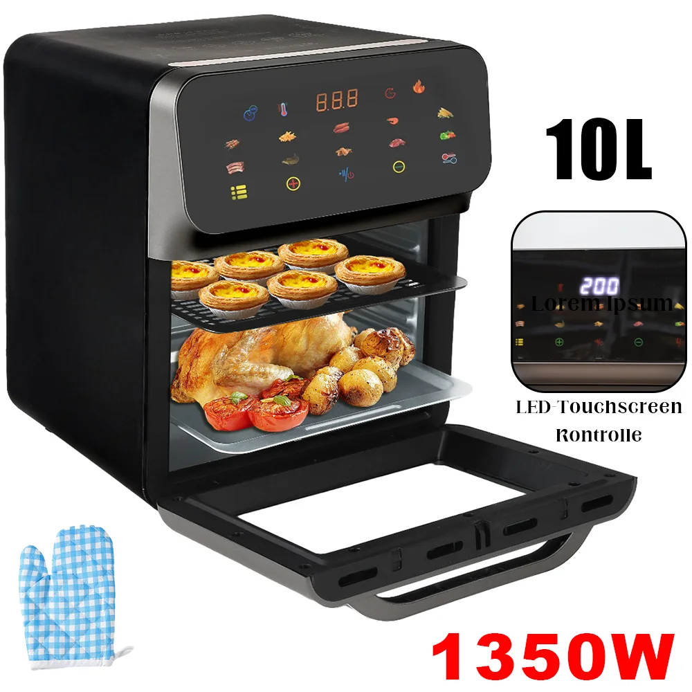 [Stock UE] Friggitrice ad aria calda da 10L 1350W Touch screen a LED Friggitrici ad aria elettriche