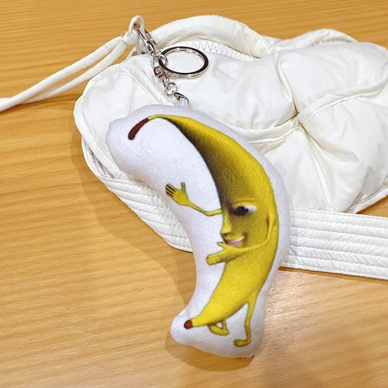 With Music Cute Big Banana Voice Keychain Banana Doll Funny Plush Banana Pendant Silly Big Banana Bag Pendant