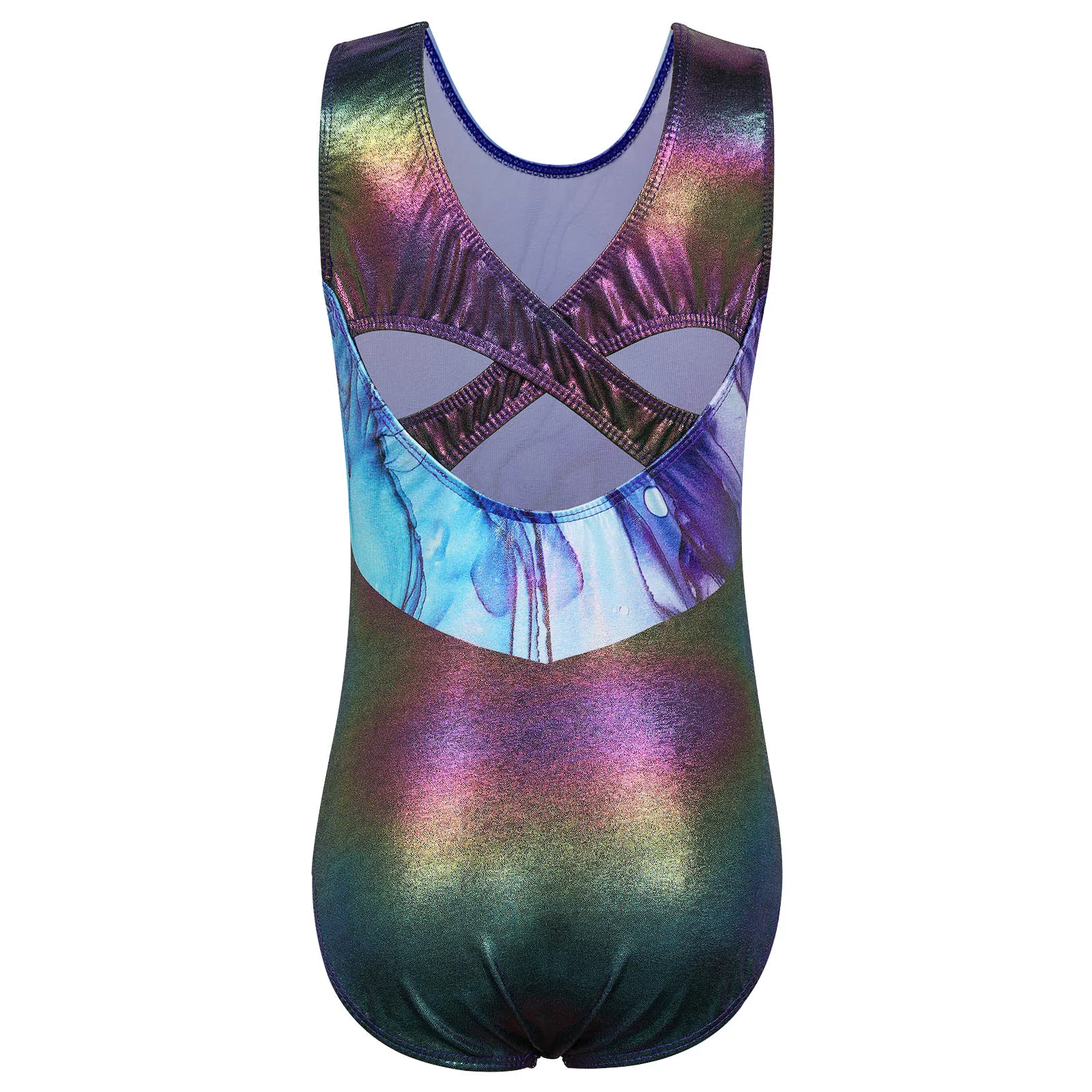 BAOHULU Sparkle Ballet Leotard for Girls Gymnastics Leotard Sleeveless Bodysuit Ballerina Gradient Color Performance Dancewear