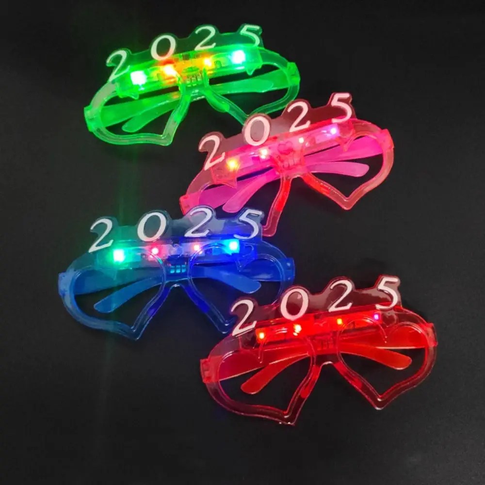 Number Letter 2025 Happy New Year Glow Glasses Photographic Ornaments Light Up 2025 LED Glow Glasses Colorful Plastic