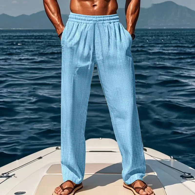 2025 New Style Men's Cotton-Linen Sport Pants - Fashionable, High-Quality, Loose-Fitting Hawaiian Casual Breathable Pants