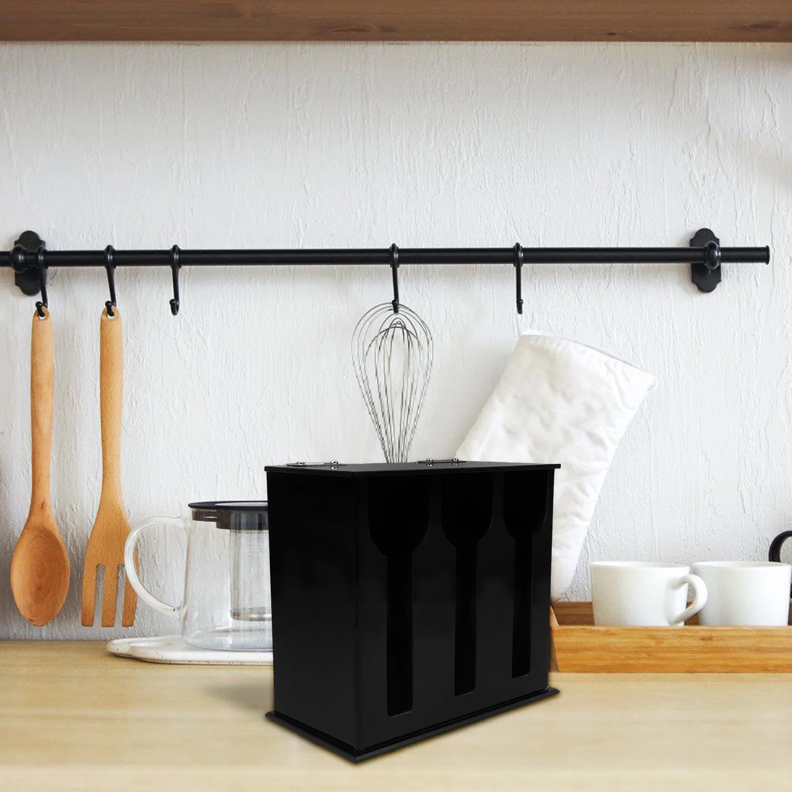 

Диспенсер для кухонных принадлежностей из акрила, 3 отделения, подставка для ложек, органайзер, устойчивая подставка для хранения кухонной утвари для дома и ресторана