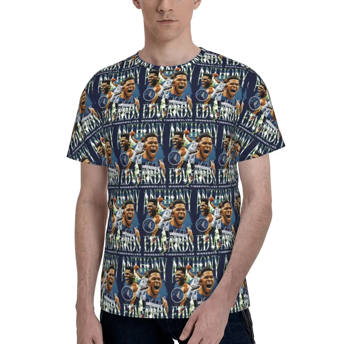 Anthony Edwards Minnesota Basketball T-Shirt for Men Cotton T Shirts Men's Short Sleeve O-Neck Summer Clothes Tops