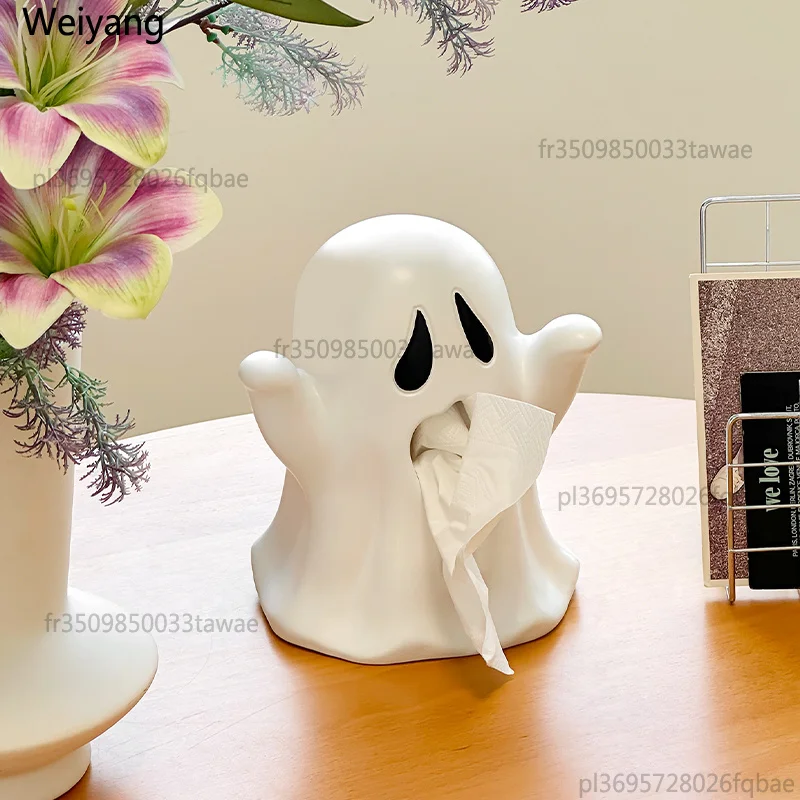 Cartoon Fun Ghost Taschentuchbox für Zuhause, Wohnzimmer, Halloween, Papierbox, modische, kreative Desktop-Dekoration, Zubehör