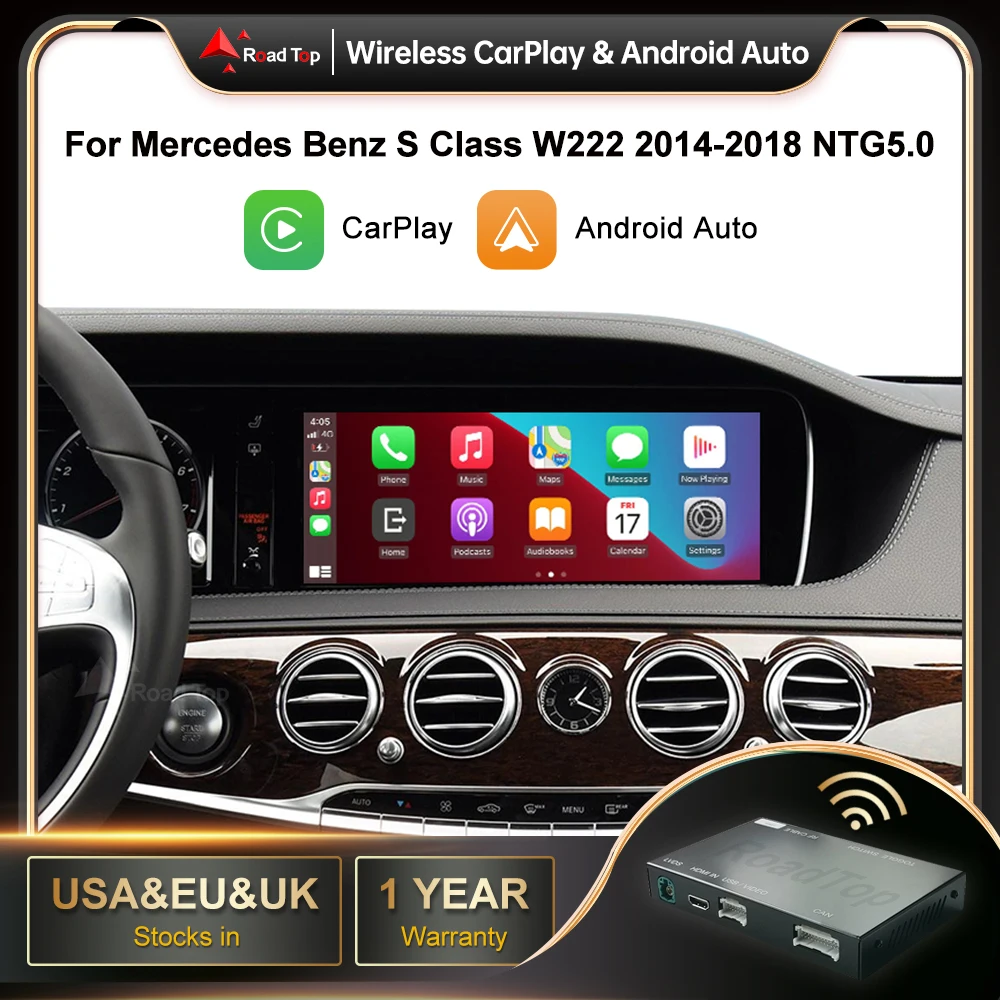 Wireless CarPlay for Mercedes Benz S Class W222 GLC C W205 2014-2018 with Android Auto Mirror Link AirPlay Car Play Functions