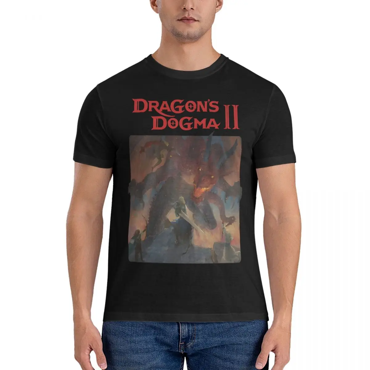 Men Warrior Duel T Shirts Dragon's Dogma 100% Cotton Clothing Funny Short Sleeve Crew Neck Tee Shirt Gift Idea T-Shirt