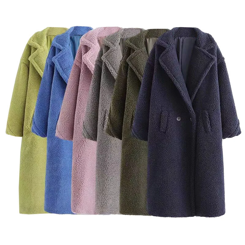 Faux fourrure 2025 nouveau automne hiver chaud femmes manteau de fourrure mode ample couleur unie