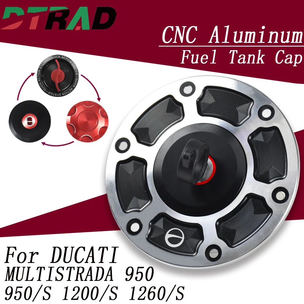 

Motorcycle Quick Lock Fuel Tank Cap For DUCATI Multistrada 950/S 1200 1200S 1260 1260S Modified Accessories Silver Oil Gas Cover