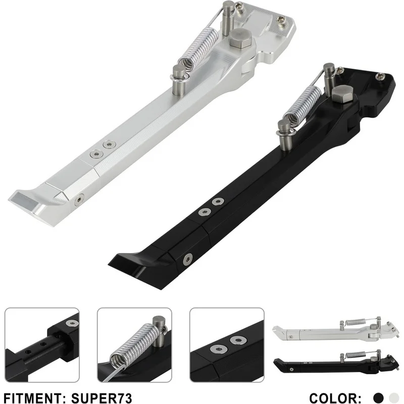 NCSMT For Super73 S1 Motorcycle Foot Side Kick Stand Bracket Supportor CNC Parking Part Dirt Pit Bike Motorbike Part Black