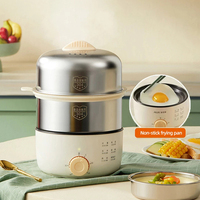 Automatic Steamer Egg Cookers 350W Electric Egg Boiler Breakfast Machine Egg Custard Steaming Cooker with Timer Food Warmer 220V