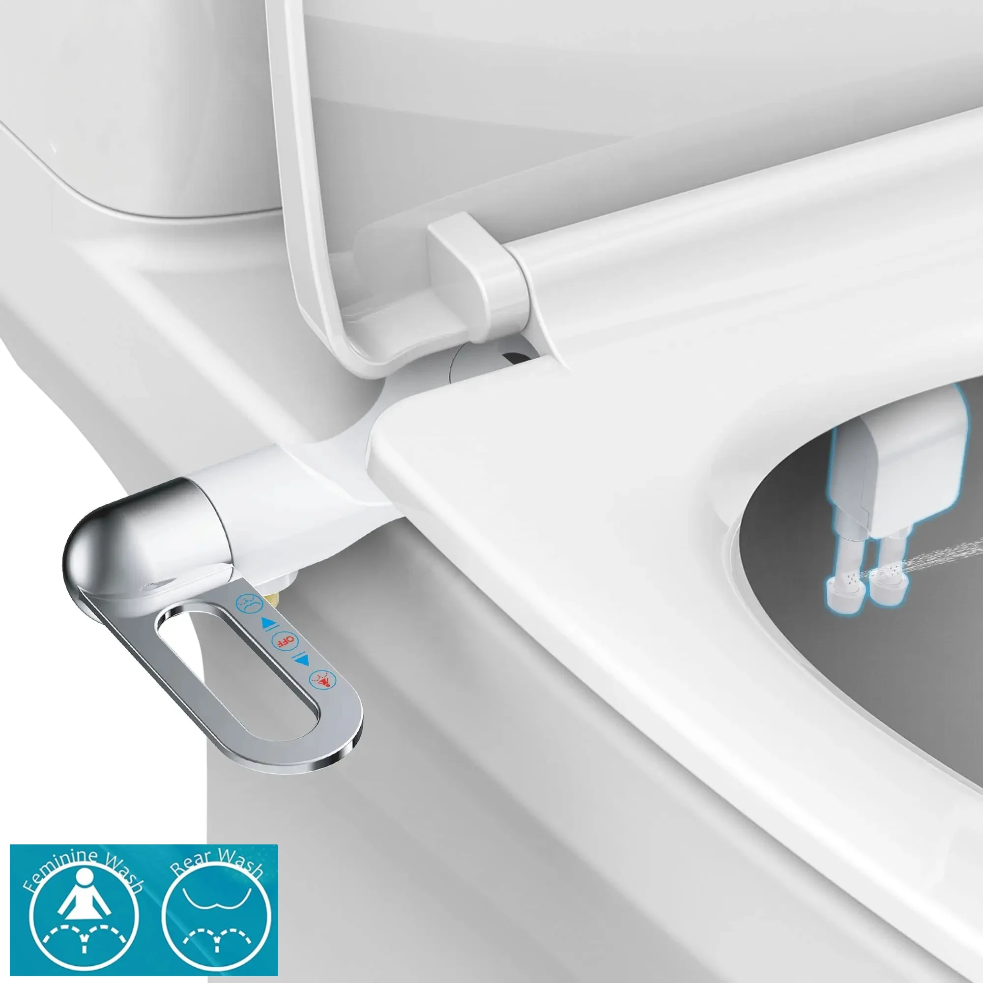 Slim Bidet Toilet Attachment Non-electric Dual Nozzle Bidet Adjustable Water Pressures Ass Sprayer Bathroom Accessories