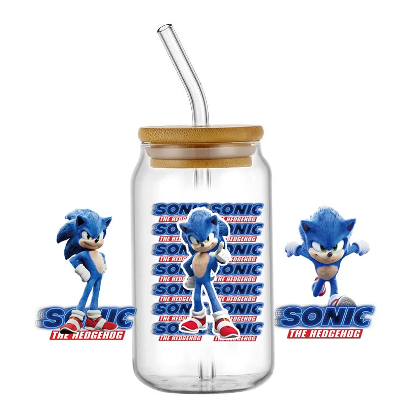 Miniso Cartoon Hedgehog Pattern UV DTF Printed Wrap Sticker for Cup Glass Can Waterproof 16oz TransferSticker