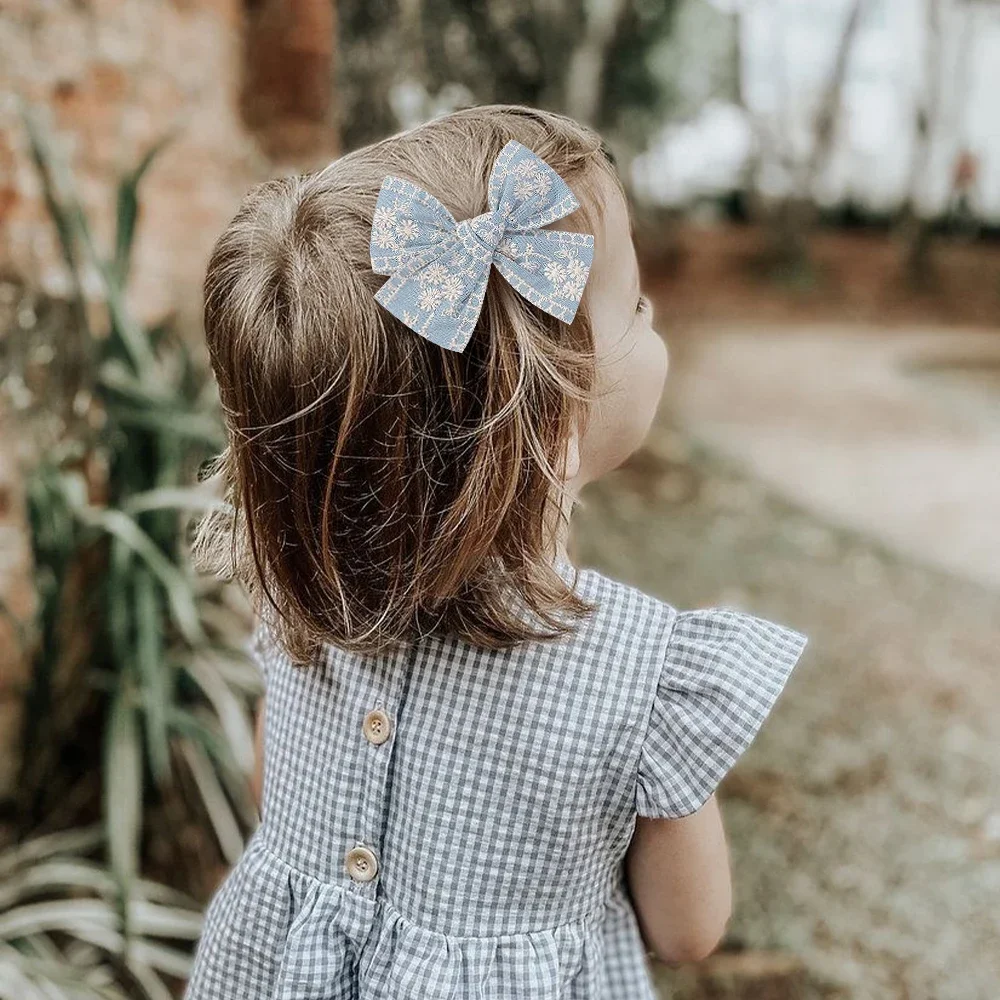 Horquilla clásica para bebé, pinzas para el pelo con bordado de flores, geométricas, dulces, Vintage, de algodón, accesorios para el cabello para