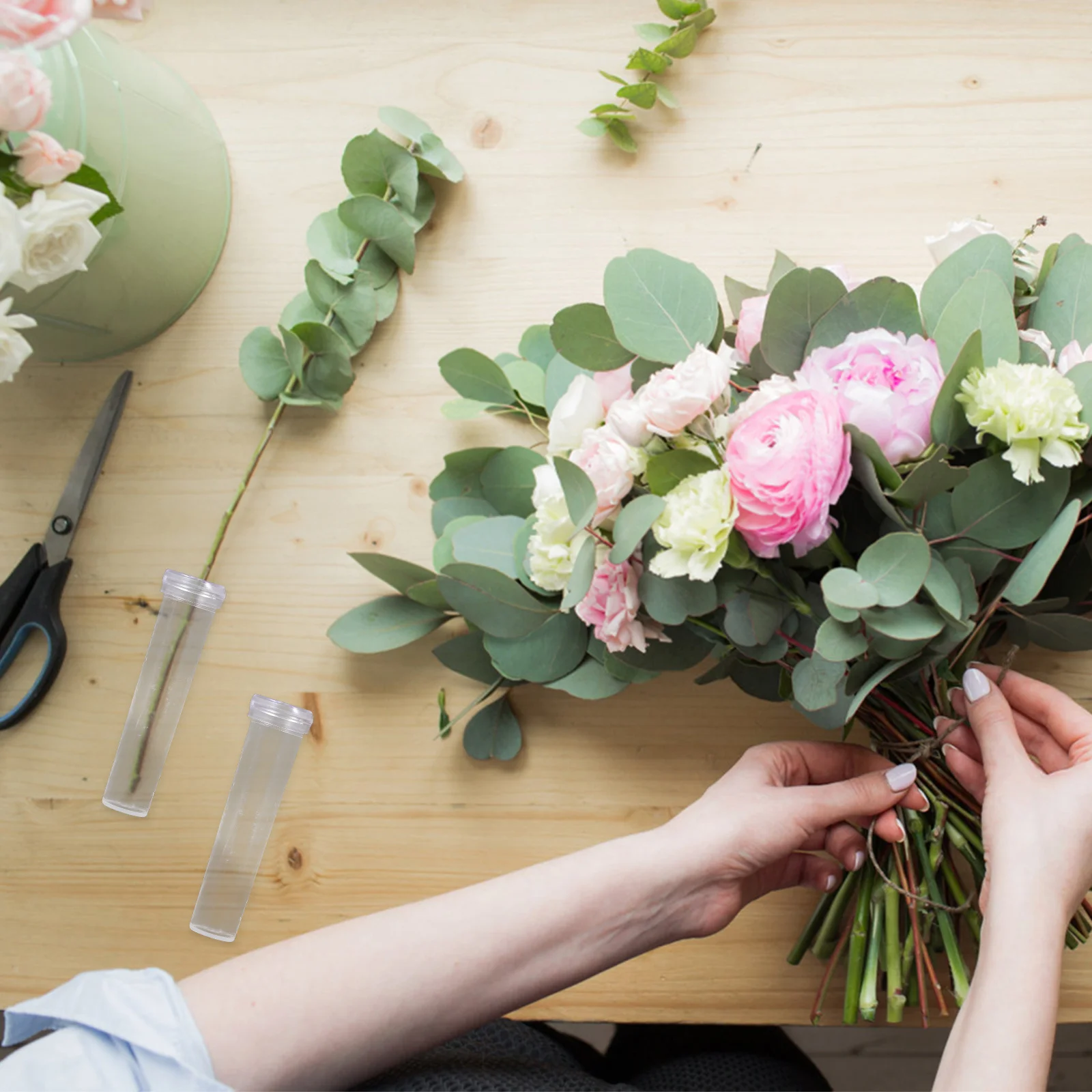 

100pcs Fresh Flower Water Tube Premium Plastic Nutrition Container Transparent For Long- Storage Florist Supplies