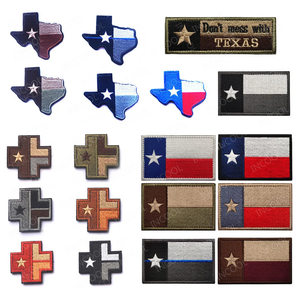 Texas Flag Embroidered Patches Don\'t Mess With Texas Map Thin Blue Line Appliqued Sticker Chevron Strip Patch For Clothing Bag