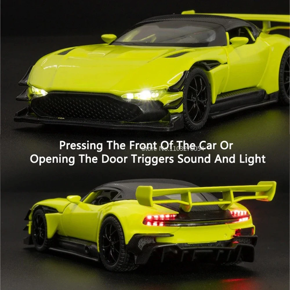 1:32 Pagani Huayra BC Vulcan juguetes en miniatura modelo de juguete Diecast aleación coche sonido luz tirar hacia atrás puertas vehículos abiertos recoger regalo