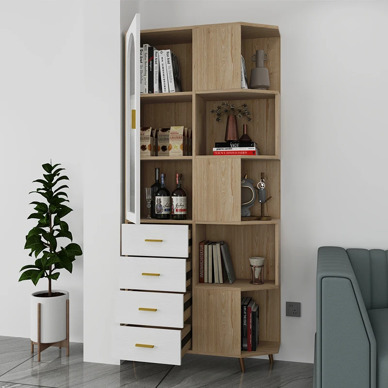

Nordic simple bookcase glass door cabinet study floor to wall bookcase storage cabinet living room locker bookshelf