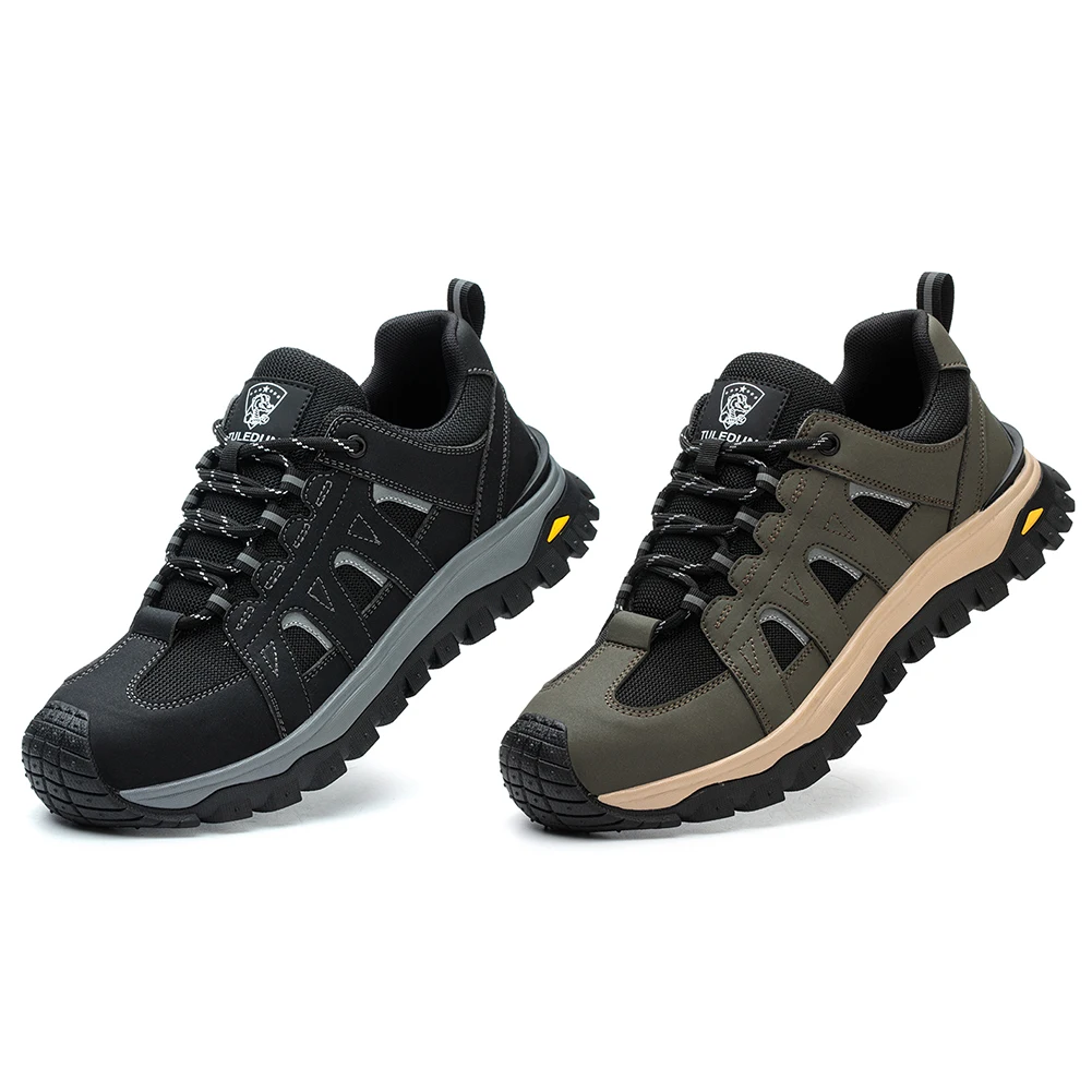 Scarpe con punta in acciaio Scarpe da lavoro comode Scarpe da ginnastica resistenti alle coltellate Scarpe da ginnastica di sicurezza con lacci per costruzioni industriali