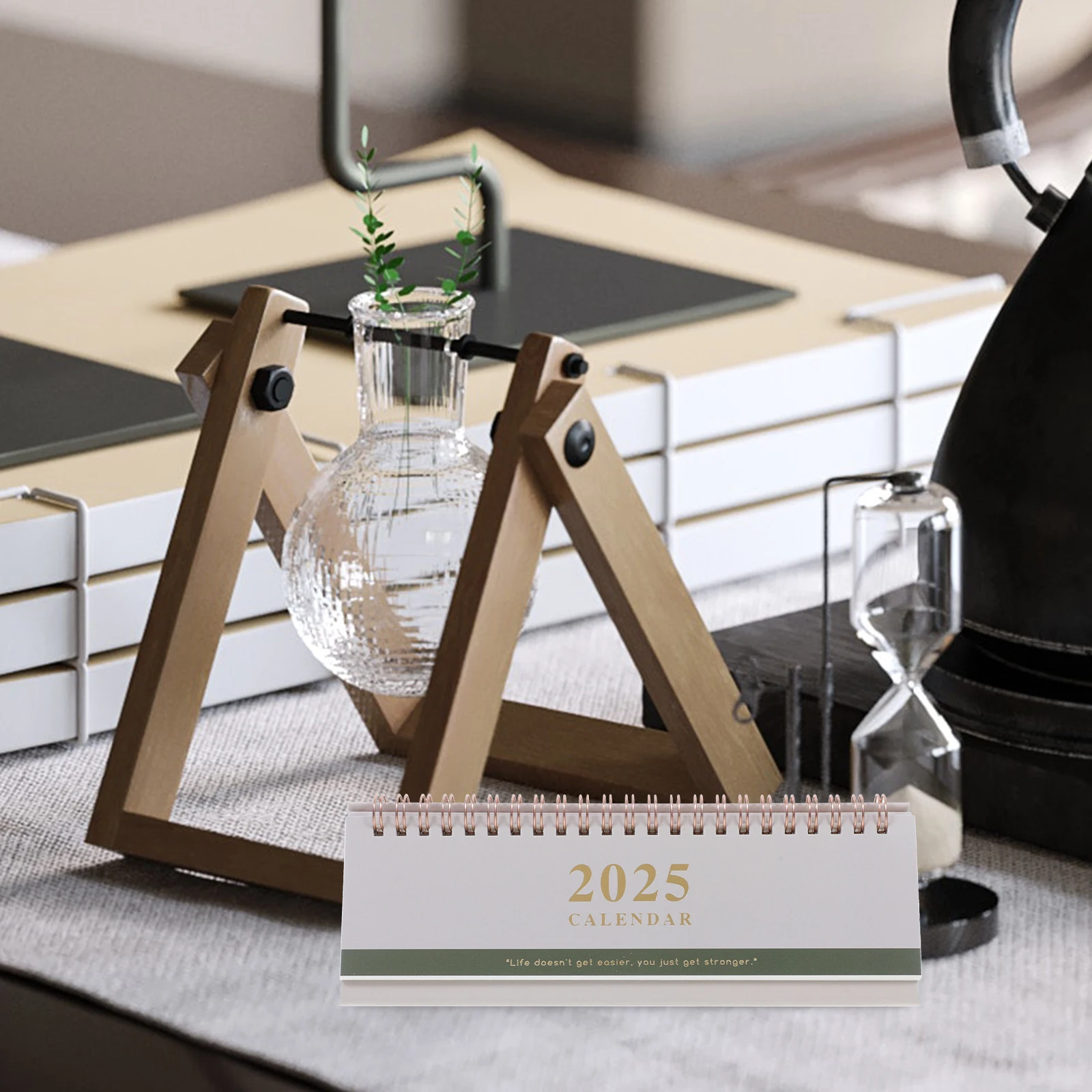 

Long Desk Calendar Small Date Display Bronzing Stand up Classroom Flip Creative Coil Paper Office