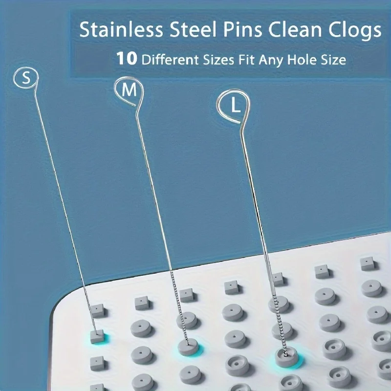 Picture 3: 10 Stainless Steel Needle Shower Head Cleaning Brush Set, Suitable for Multi Size Shower Heads,bathroom Accessory Cleaning Tools