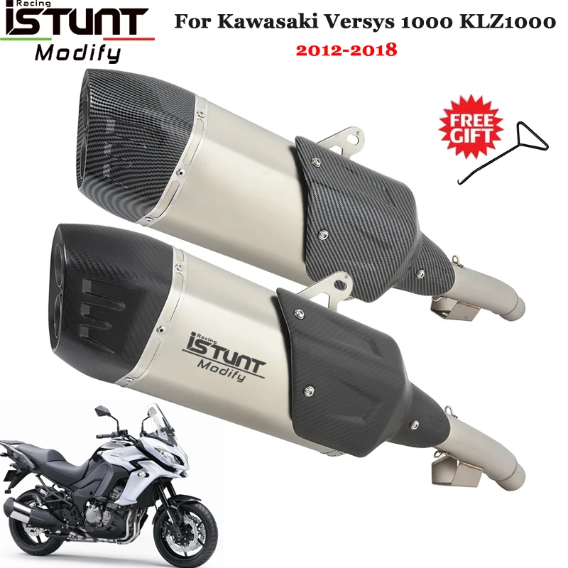 

Slip On For Kawasaki Versys 1000 KLZ1000 2012-2018 Motorcycle Exhaust Escape Systems Modify Middle Link Pie Muffler Carbon Fiber